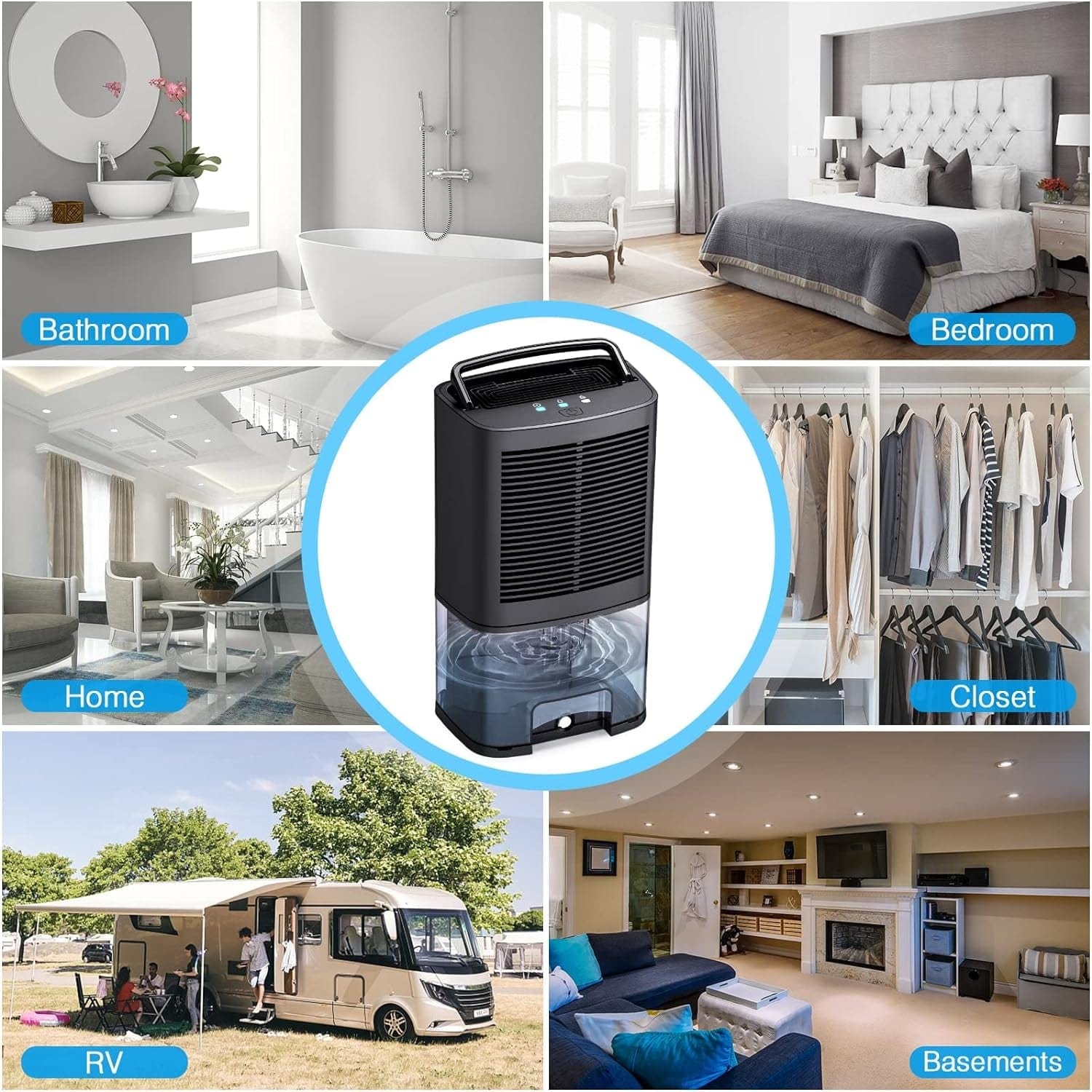 2000ML (68Oz) Dehumidifiers, 5200 Cubic Feet Small Dehumidifiers with Drain Hose for 550 Sq.Ft, Portable Ultra Quiet Air Dehumidifiers for Home Basements Bathroom Bedroom Closet RV Office