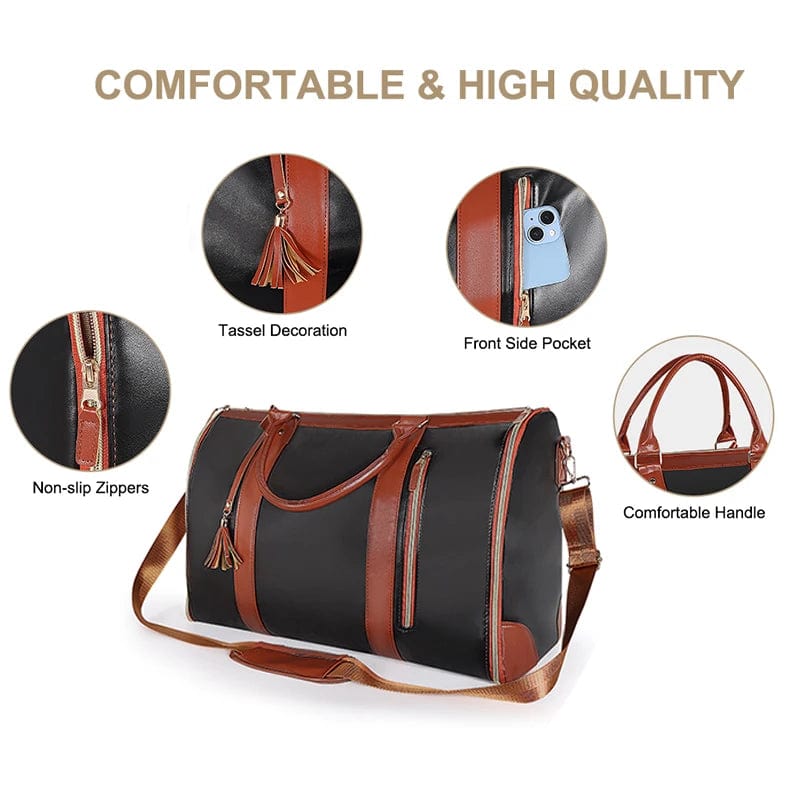 Suit Storage Bag Travel Women PU Folding Travel Bag Large Capacity Hand Luggage Bag Multi Function Waterproof Travel Organizer