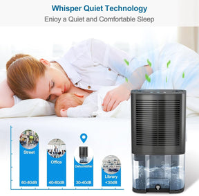 2000ML (68Oz) Dehumidifiers, 5200 Cubic Feet Small Dehumidifiers with Drain Hose for 550 Sq.Ft, Portable Ultra Quiet Air Dehumidifiers for Home Basements Bathroom Bedroom Closet RV Office