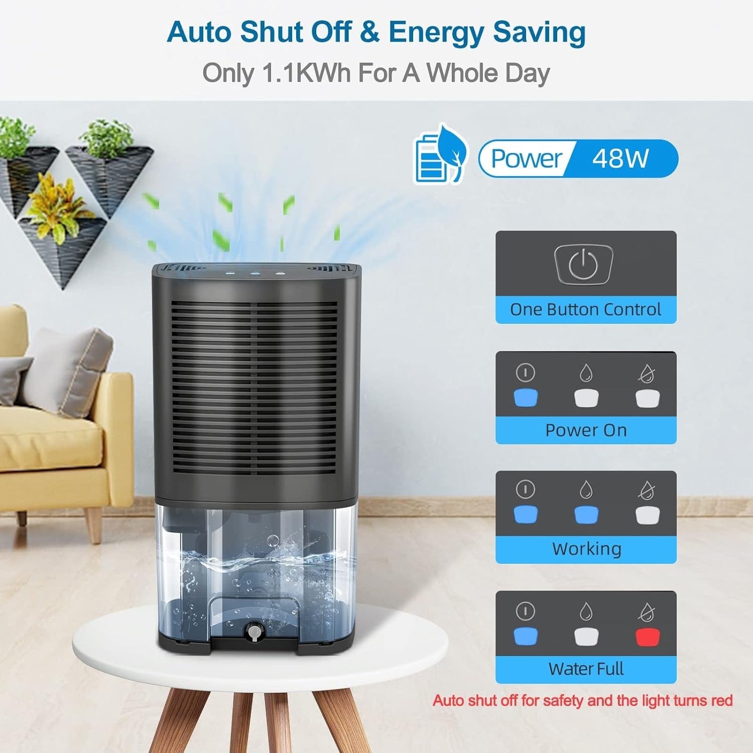 2000ML (68Oz) Dehumidifiers, 5200 Cubic Feet Small Dehumidifiers with Drain Hose for 550 Sq.Ft, Portable Ultra Quiet Air Dehumidifiers for Home Basements Bathroom Bedroom Closet RV Office