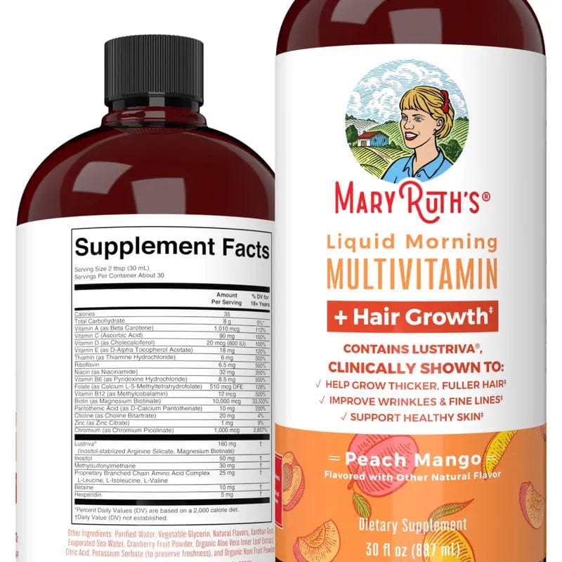 Maryruth'S Multivitamin Multimineral Supplement for Women + Hair Growth Vitamins | W Lustriva & Chromium Picolinate 1000Mcg | Thicker Hair, Less Wrinkles & Fine Lines, Skin Care | Ages 18+ | 30 Fl Oz Edible Healthcare