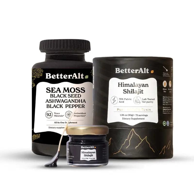 Betteralt Ultimate Energy Duo | Himalayan Shilajit + Irish Sea Moss | Lab-Tested for Purity