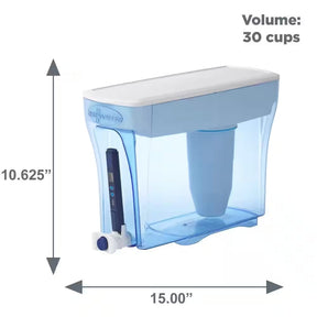 Zerowater 30-Cup Ready-Pour- Water Pitcher Filter in Blue with Filtration System