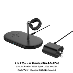 2-In-1 Wireless Charging Pad and Apple Watch Charging Holder for Apple Watch Series, Wireless Charging Pad for Qi-Enabled Device